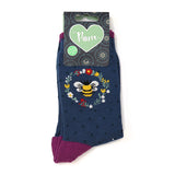 Blue polka dot and bee organic cotton blend socks