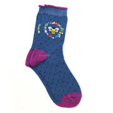 Socks ~ 20182 Blue polka dot and bee organic cotton blend socks