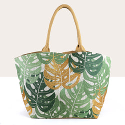 Bag ~ 81434 POM Gold and green mix monstera leaf bag