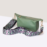 Bag ~ 81480 Pale green vegan leather double zip bag with animal strap by POM