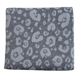 Super King Blanket Throw ~ LBT03 Super King Leopard Blanket - Charcoal Grey 240x260cm