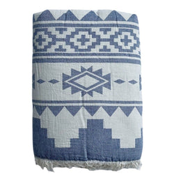 Fleece Throw ~  MFT02 Maya Fleece Lined Cotton Throw in Denim