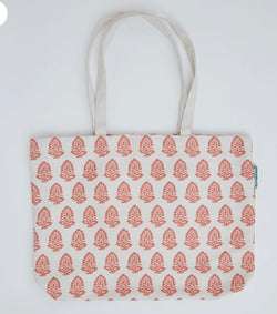 Weaver Green Bag ~ Jaipur Acorn Coral Canvas Bag Beach/Shopping Bag ethically produced